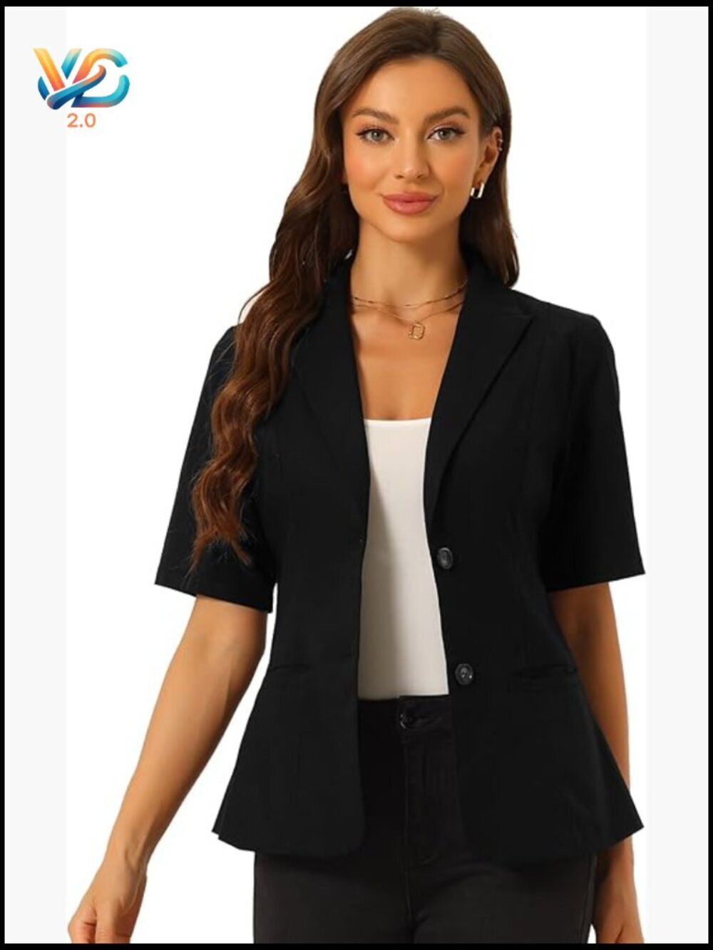 Short Sleeve Linen Blazer Regular Fit Business Casual Jacket Women